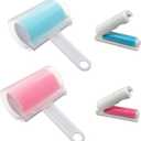 4 Pack Sticky Lint Roller with Cover,Reusable Washable Travel Dust Picker Cleaner Remover Cleaner with Cover for Clothes Pet Hair Debris Carseats