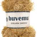 Eyelash Dazzle Fun Fur Yarn with Metallic Sparkle 100 Gram (3.53 Ounces) 120 Yards (110 Meters) (Gold)