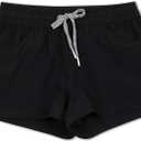 Actleis Womens Swim Shorts UPF50+ Board Shorts Quick Dry Beach Shorts Drawstring Sports Summer Bottom (Black, XL)