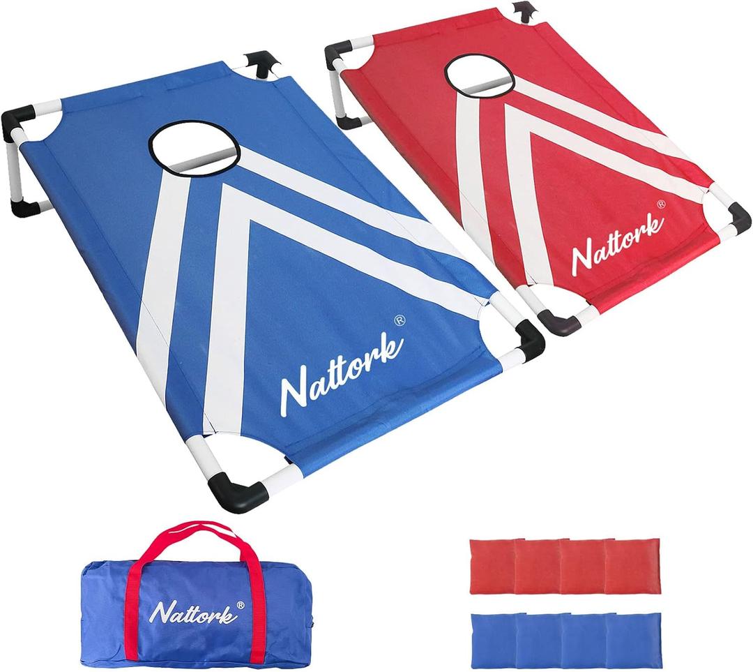 Portable Cornhole Set with 2 Collapsible Cornhole Boards, 8 Cornhole Bean Bags and Carrying Case for Yard Toss Game, Indoor Outdoor Camping Games for Family Parties (3 x 2-feet)