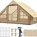 Inflatable Tents for Camping,Easy Blow Up Tent with Hand Pump,4 Seasons Waterproof Air Inflatable Camping Tent House for Family Weekend Camping (4-6 Person/Beige)