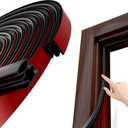 Weather Stripping, Black D-Shaped Rubber Seal Strip for Doors/Windows, Self-Adhesive Door Soundproof Weatherstripping for Door Frame Window Insulation Gap Blocker 20 Ft