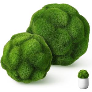 DOITOOL Simulated Mossy Ball Artificial Plant Topiary Ornament for Home Decor 1.85 Inch Green Decorative Moss Sphere Lightweight Indoor Outdoor Use
