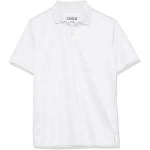 Izod Boys School Uniform Short Sleeve Polo Shirt, Button Closure, Moisture Wicking Performance Material, Medium