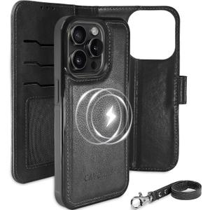 Case Wallet for iPhone 15 Pro Wallet Case with Card Holder, Detachable Magnetic Leather Flip Cover, Compatible with MagSafe Wireless Charging, Kickstand Shockproof Cover 6.1 Inch, Black