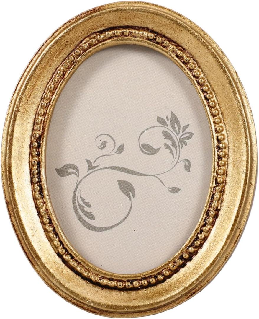 Small Oval Antique Photo Frame Vintage Picture Frame European Style Farmhouse Resin for Wall Gallery Tabletop Photo Display Retro Home Decor 10.50X8.0X1.10cm