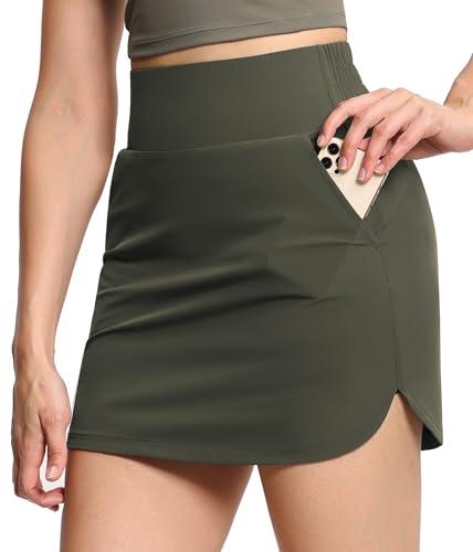 THE GYM PEOPLE Women's Golf Skort Tennis High Waist Lightweight Athletic Casual Skirts Built-in Shorts with 4 Pockets S
