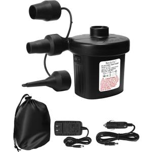 Inflatable Electric Air Pump,110V AC/12V DC Portable Fast Inflation Pump with 3 Nozzles, Used for Inflatable Boats,etc (Pro)
