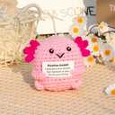 Emotional Support Nuggets Crochet Kit, Positive Crochet Axolotls, Handmade Inspirational Gifts Emotional Cheer Support Funny Pickle, Positive Crochet Animals Birthday Gifts for Women Man (Pink)