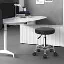 KKTONER PU Leather Round Rolling Stool with Foot Rest Swivel Height Adjustment Spa Drafting Salon Tattoo Work Office Massage Stools Task Chair Cushion 14 inches (Black), 14 Inches X 18.7-24.4 Inches