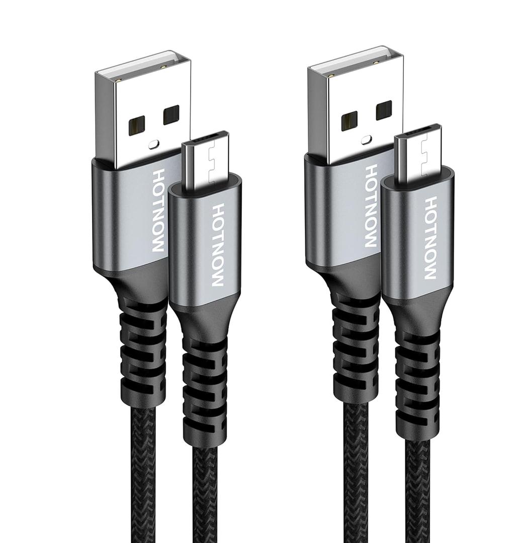 Micro USB Cable 3ft 2Pack, Android Charger Cable USB2.0 Data sync and Fast Charging Nylon Braided Cord for Samsung Galaxy S6 S7, HTC, LG, Sony, PS4, MP3, Tablet and Other Micro Devices (Black)