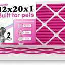 12x20x1 Air Filter by Colorfil | Color Changing Filters for Cat and Dog Odor | MERV 8 Furnace AC Filter for Pet Hair and Dust | 11.5"x19.5"x0.75" Exact Size | Pack of 2