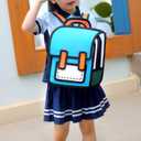 Kids Kawaii Backpack for Boys Girls Cute Toddler 2D Cartoon Comic Paper Jump Bookbag Fun Weird School Schoolbag (Blue, Small)