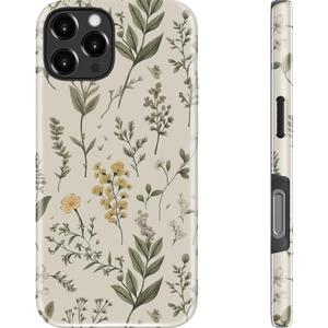 MERRO for iPhone 16 Pro Case - Wireless Charging Compatible - Dual-Layer Hard Shell & Silicone Cover - Protective Phone Case with Cute Wildflower Designs for Women - Floral Whisper