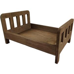 M&G House Brown Newborn Photography Props Wooden Bed Vintage Baby Photo Prop Baby Photoshoot Props Doll Bed Accessories Pretend Play Photoshoot Props