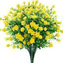 GREENRAIN Artificial Flowers Outdoor Fake Flowers for Decoration UV Resistant No Fade Faux Plastic Plants Garden Porch Window Box Dcor (6 Bundles, 2#Yellow)