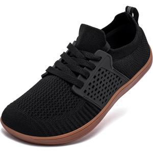 HOBIBEAR Wide Minimalist Barefoot Shoes Mens Womens Walking Sneakers Shoes | Zero Drop Sole | Optimal Relaxation (Black/Gum) 8