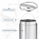 GarveeTech 13 Gallon Round Trash Can, Stainless Steel Swing Top Garbage Can with Soft-Close Flipping Lid & Removable Inner Bucket, 50 Liter Large Commercial Trash Bin for Kitchen, Office, Hotel