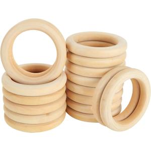 20PCS 4 inch Wooden Rings for Crafts Unfinished Wood Rings 100mm Wooden Rings Macrame Rings Solid Natural Wood Rings for DIY Crafts, Connectors Jewelry Making