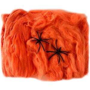 Queenbox 20g Artificial Spider Web, Stretchable Halloween Cobwebs, Horror Halloween Props for Party Haunted House Decoration, Orange
