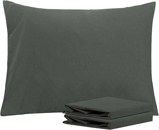 NTBAY Standard Pillowcase Set - 2 Pack Brushed Microfiber 20x26 Pillowcases - Soft, Wrinkle-Free, Fade-Resistant, Stain-Resistant, Dark Grey Pillowcases with Envelope Closure - 20x26 Inches, Dark Grey