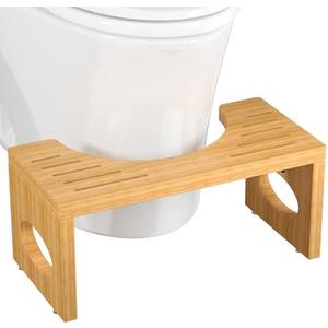 ROMGUAR CRAFT 7 Inch Bamboo Toilet Stool, Foldable Poop Stool, Bathroom Step Stool Squat (Natural)