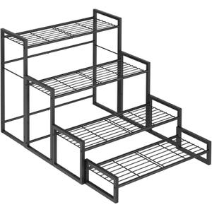 VyGrow Plant Stand, 4 Tier Widened Stackable Tiered Plant Stand, Upgraded Scalable Heavy Duty Tall Plant Shelf for Indoor Outdoor, Garden, Display Shelves, Flower Pot Holder, Black