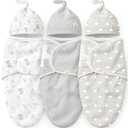 KeaBabies 3-Pack Organic Swaddles for Newborns Girls, Boys with Hats - Soft Cotton Baby Sleep Sacks 0-3 Months, Breathable Baby Hats and Swaddles 0-3 Months, Newborn Essentials  (Aspire)