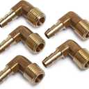LTWFITTING No Lead 90 Deg Elbow Brass Barb Fitting 1/4-Inch Hose Barb x 1/4-Inch Male NPT Thread Fuel Boat (Pack of 5)
