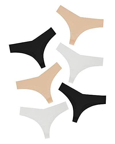 DEANGELMON Seamless Thongs for Women No Show Thong Underwear Women Comfortable Multiple Pack (M)