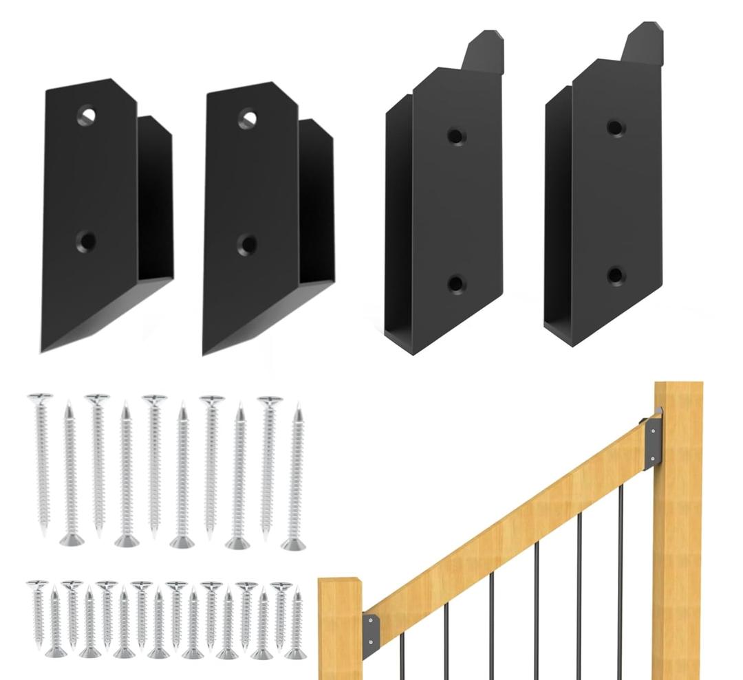 2 Pair 30Stairs Railing Stainless Steel Deck Bracket Connector for 2"X4" (Actual 1.5"X3.5") Railing Wood Posts for Deck Handrails,Railing Stairs,Fences