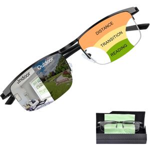 Photochromic Progressive Multifocus Reading Glasses Men UV Protection Transition Sunglasses Anti Blue Light Readers