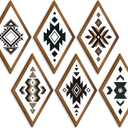 Ferraycle 6 Pcs Aztec Wall Decor Southwest Wall Art Farmhouse Rustic Bedroom Hanging Sign Boho Navajo Tribal Modern Geometric Vintage Home Decor for Bedroom Living Room Bathroom(Vintage Color)