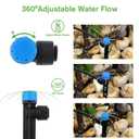 50PCS Drip Irrigation Emitters, Kalolary Adjustable 360 Degree Water Flow Drippers Emitters for 1/4" Drip Irrigation System Tubing, Garden Irrigation Drippers for House Garden Flower beds(Blue)