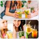 8 Pcs Fashionable Glass Straws with Bow Charms, Shatterproof Cute Fun Clear Bent Straws, Includes 2 Cleaning Brushes, Perfect for Cocktails, Coffee, Wine, Juices and Bar Drinks (Bow)