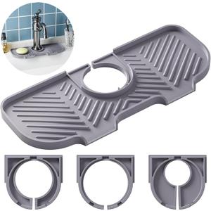 Faucet Mat for Kitchen Sink6 Slope Sink Splash GuardSplash Guard for Kitchen SinkKitchen Sink Splash Guard for Dish Soap Sponge HolderSilicone Faucet Guard & Draining Mat-Purple