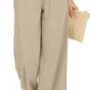 KICZOY Women Flowy Pants Drawstring Waist Wide Leg Palazzo Beach Pants Loose Fit with Pockets (Black, XL)