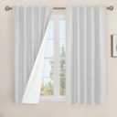 LAMIT Natural 100% Blackout Linen Curtains, 45 Inches Linen Textured Thermal Bedroom Curtains Back Tab and Rod Pocket Neutral Panels with White Liner for Farmhouse, 1 Panels, 42 x 45 Inch, Light Grey