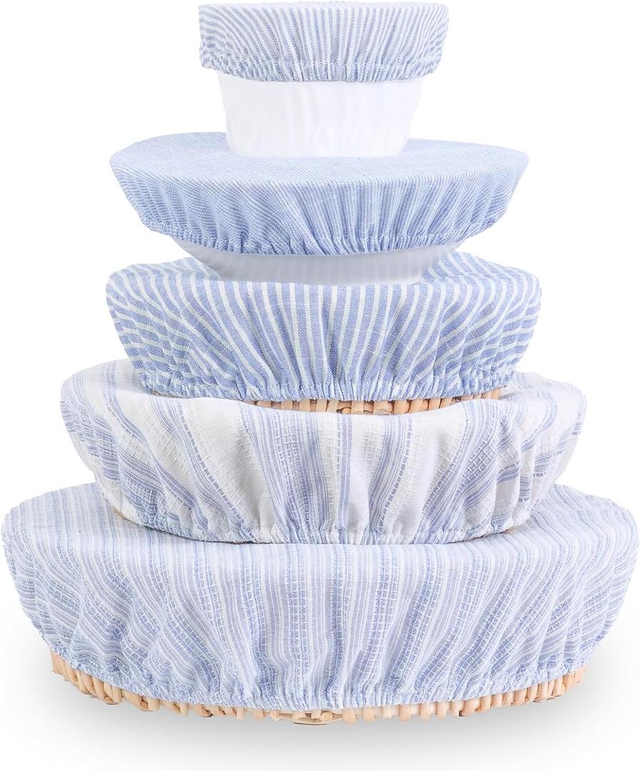 Reusable Bowl Covers, 5 Size Stretch Cloth Bowl Covers for Bread Proofing, Cloth Fabric Bowl Cover for Food Fruits Leftover (N)