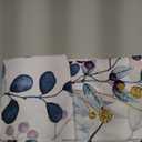 Blue Green Leaves Kitchen Window Shades Tie Up Curtains, Rustic Leaf Branches Balloon Curtain Valances for Windows, Funny Country Farmhouse Valance Drapes for Cafe, Living Room, Bedroom 34"x45"