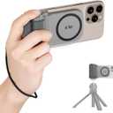 KIWIFOTOS for Magsafe Phone Camera Grip Magnetic Phone Tripod Handle with Bluetooth Remote & Tripod Mount Adapter for iPhone 16 Pro Max Samsung Smartphone Vlog Video Shooting (Gray)