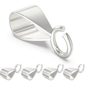 5Pcs 925 Sterling Silver Slider Pendant Clasp for Necklace with Open Loop, Easy Bails for Jewelry Making, Charm Clasp Connector for DIY Craft (Made in Italy)