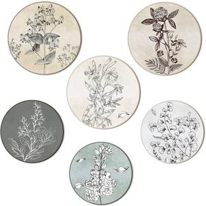 Barydat 6 Pieces Boho Plant Wall Art Decor Wooden Boho Farmhouse Rustic Bohemian Wall Hanging for Bedroom Living Room Office(Round,8 Inch, 10 Inch)