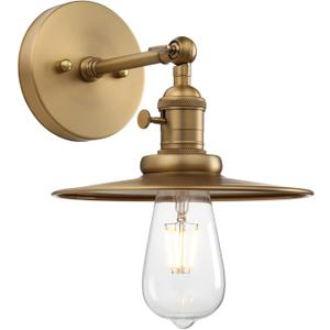 Phansthy Industrial 1-Light Wall Sconces, Vintage Wall Light Fixture with 7.9" Crafted Metal Shade, Bathroom Vanity Light with on Off Switch, Wall Lamp for Bedroom Living Room Kitchen (Antique)
