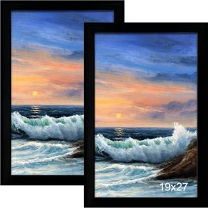 LUCKYLIFE 19x27 Picture Frame, Wall Hanging Poster Frames, Display Pictures 19 x 27 without Mat, Pack of 2, Black