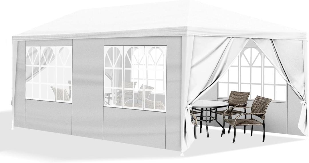 10x20 Outdoor Party Tent with 6 Removable Sidewalls & Transparent Windows Outside Gazebo Canopy Tent Event Tent for Wedding, Birthday, Garden Parties and Backyard Patio BBQ Events