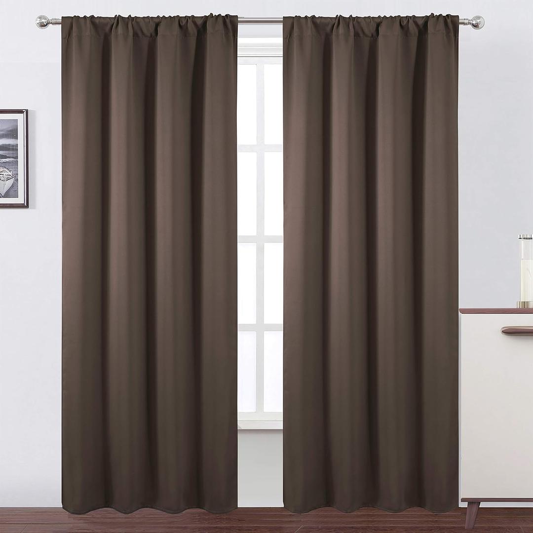 LEMOMO Chocolate Brown Blackout Curtains/42 x 84 Inch/Set of 2 Panels Room Darkening Curtains for Bedroom