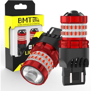 BMT xms 7443 LED Strobe Brake Lights Bulbs Red Light, Super Bright T20 W21W 7440 7441 7444 7443R Flashing Strobe Light, Pack of 2