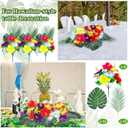 Hotop 30 Pcs Hawaiian Flower Centerpieces for Tables with Artificial Hibiscus Flowers and Artificial Palm Leaves Hawaiian Party Decorations Fake Tropical Flowers for Wedding Birthday Supplies