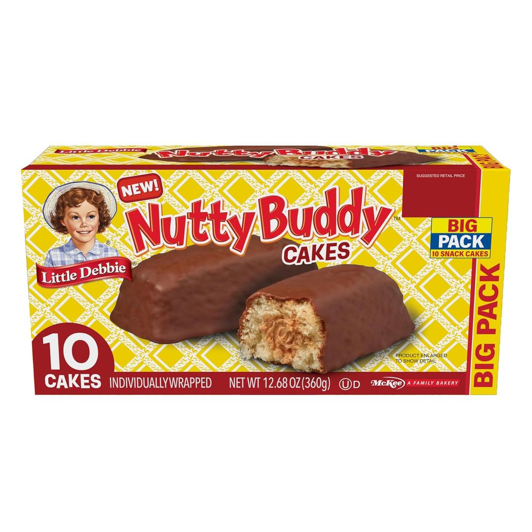 2 x Little Debbie Nutty Buddy Cake Big Pack, 12.68 Oz Box